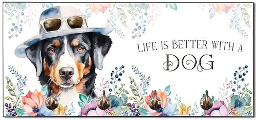 Cadouri Design-Hundegarderobe mit Appenzeller Sennenhund - Leinenhalterung für Halsband, Leine & Geschirr - originelles Geschenk für Hundebesitzer - handgefertigt
