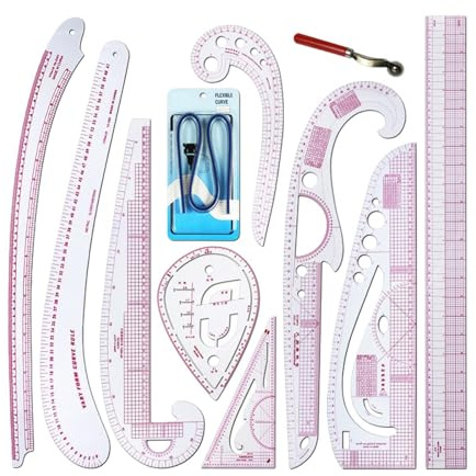 Generic Set di righelli per sarti, Designer, 11 Pezzi, RULER, ABS, Modern, 60 cm