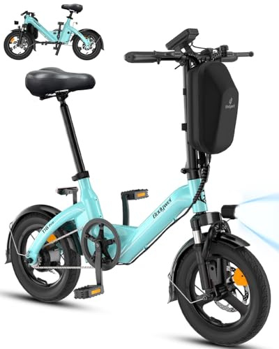 Bodywel T16PRO Bicicleta Eléctrica Plegable, 14 Mini E-Bike, 4.5 Pulgadas Pantalla LED, Batería 36V/10Ah, Frenos de Doble Disco y Suspensión Delantera