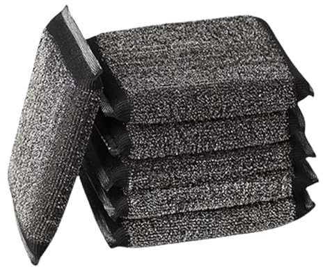 HUNYA 6 Pièces Éponge en Acier Inoxydable, Éponges à Récurer Double F, Lingette Éponge en Tissu de Fil d'acier, Éponge de Nettoyage D'éponges de Cuisine, Casseroles de Nettoyage à Prise Facile