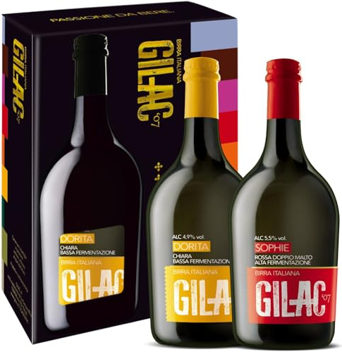 GILAC TWIN Birre Dorita e Sophie - Birre artigianali Confezioni Regalo 2 bottiglie da 75cl, Birra artigianale Italiana Non Filtrata e Non Pastorizzata, Degustazione Birra - Idea Regalo