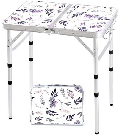 Yriuat Folding Camping Table 2ft Portable Picnic Table, Misty Lilac