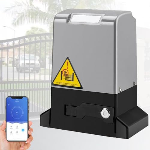 HWGANX Sliding Gate Operator, 750w 2000kg Automatic Sliding Gate Opener Sliding Gate Roller,Sliding Gate Operator Complete Set Electric Double Leaf Gate Operator Without Battery-370W
