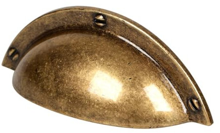 COGEX - Poignée de meuble, poignée coquille - Poignée coquille laitonnée - 1 pièce - Vis inclues - Design élégant - Facile à installer - Idéal pour moderniser vos armoires et vos meubles - Durable