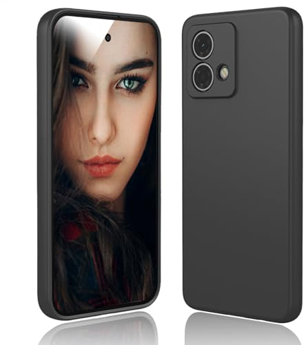 DESSEN Funda para Motorola Moto G84 5G Capa - Líquida Silicona Carcasa Antigolpes Protector Móvil Case Cover Suave Delgada Bumper con Forro de Microfibra Antiarañazos, Negro
