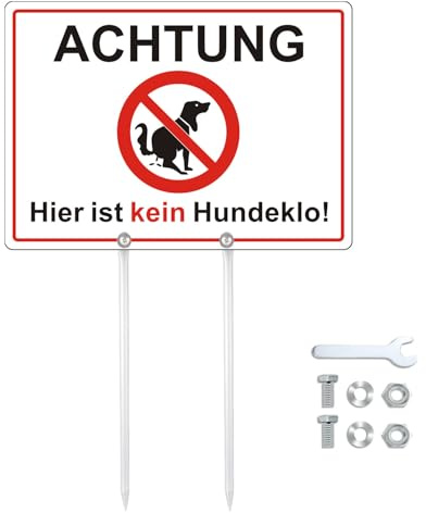 Luimode Kein Hundeklo Schild Reflektierendes Aluminium Steckschilder 35x25cm,Privatgrundstück Hier ist Kein Hundeklo Schild mit UV-Schutz,mit Metall Halterung und Zubehör