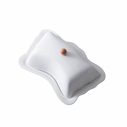Mantequera, mantequera de cerámica, caja de mantequilla de cerámica creativa nórdica con tapa, bandeja pequeña de cerámica, plato de queso con asa, plato de mantequilla, recipiente for mantequilla, pl