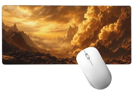 Sonnenuntergang Mauspad XXL 1000 x 500 mm, Gaming Mauspad Berg Mausepad mit Genähten Kanten, Rutschfeste Gummibasis Schreibtischunterlage, Mouse Pad Verbessert Präzision und Geschwindigkeit H-454
