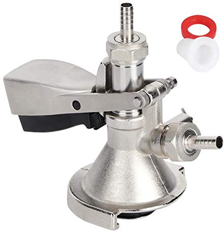 DEWIN Coupler Beer Dispenser, A Type Keg Coupler Stainless Steel Coupler Beer Keg Dispenser with Safety Pressure Relief Valve Connector Beer Dispensing for Home Brewing 6.7 x 5.5 inch (Silver)