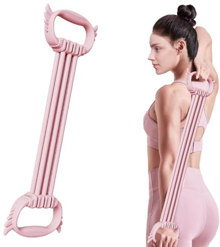 Saludea - Fascia di resistenza con manici, fascia di resistenza con manici, fascia di resistenza regolabile a 6 livelli, per modellare il corpo, per allenare la forza di braccia e spalle (rosa)
