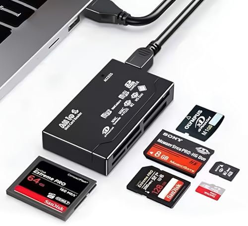 Lettore Schede USB 2.0 di Memoria, 6 in 1 Card Reader per SD, TF, CF, Mini SD, SDHC, Windows, Mac, Adattatore Multi Formato per Trasferimento Dati da Schede di Memoria su PC, Laptop e Dispositivi USB