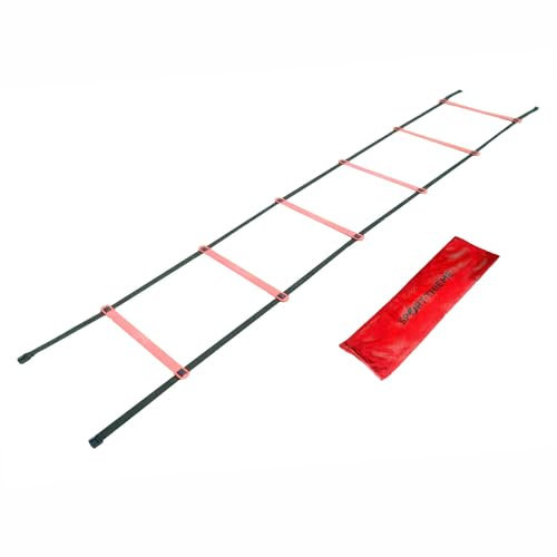 Sport-Thieme Koordinationsleiter Agility Recycled | Aus recyceltem Material | 1 Stück inkl. Netztasche Gelb-Schwarz | Sprossen variabel, für Koordinationstraining, Fußball, Fitness