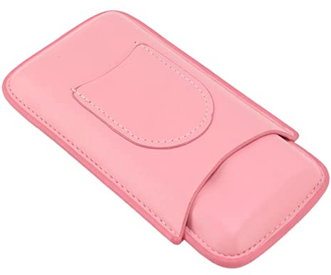 WPKD BLUEIY Estuche de cuero de alta gama, soporte portátil para 3 puros, color rosa, diseño moderno, tamaño compacto, ideal para entusiastas