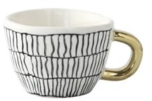JBKJGWYA Piccola tazza da caffè espresso in ceramica Tazza da caffè irregolare geometrica dipinta a mano con manico in oro Tazza da tè al latte Accessori for la casa(D)