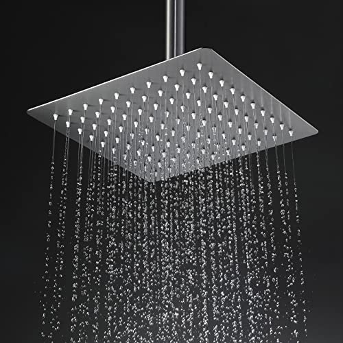 Cabezal de ducha cuadrado grande de acero inoxidable, cabezal de ducha ultrafino de alta presión, fácil de limpiar e instalar, reemplazo perfecto para una experiencia de lluvia lujosa