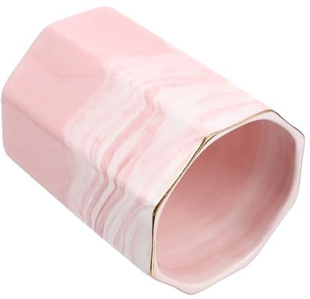 NIYANGLE Keramik Stiftebecher Marmoroptik Rosa Make Up Pinselhalter Großer Organizer für Schminktisch und Büro