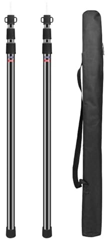 Adjustable Aluminum Telescopic Tent Pole Set with Twist Lock Carry Bag Ropes and Pegs for Camping Tarp Shelter Awning Black