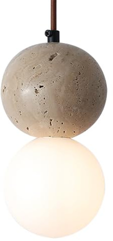 HAIDU Modern Industrial Style Chandelier, Creative Personality Marble Glass Pendant Light, G9 Light Source Single Head Hanging Lamp, Bedroom Dining Room Balcony Decoration Lighting Fixtures