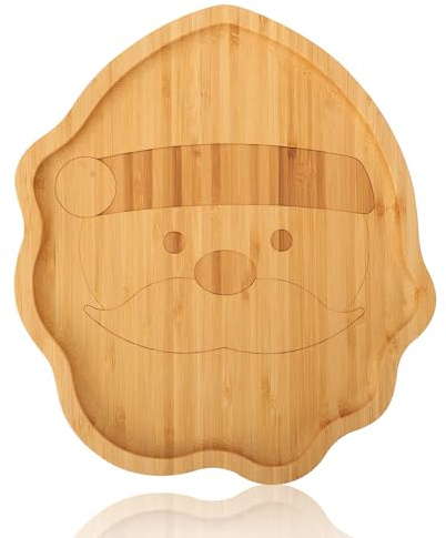 Piccolo Vassoio Natalizio in Bambù a Forma di Babbo Natale – Tagliere Festivo per Affettati, Snack e Decorazioni da Tavola