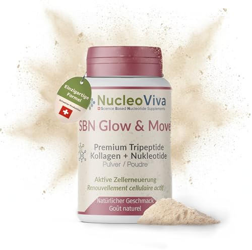 NucleoViva® Kollagen Pulver + Nukleotide [Für eine bessere Aufnahme] – Zellregeneration dank Tripeptid (<500 Dalton & DNA-Bausteinen) – Für Haut & Gelenke (30 Portionen) – Hergestellt in der Schweiz
