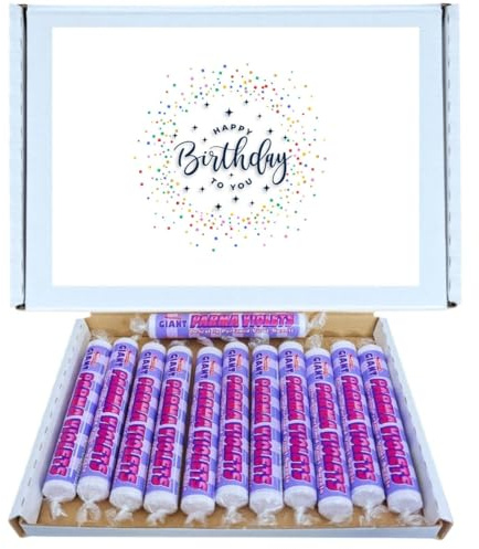 Birthday Celebration Sweet Box | Classic Floral Fizzy Sweets Giant Parma Violets 12 Pack Retro Candy | Treats for All Ages