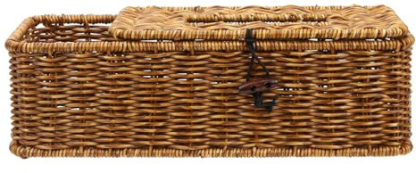 Healeved Boîte à Mouchoirs Multi-Usages en Imitation Rotin Grosse Taille Finition Tissu Rangement pour Papier et Télécommande Porte-Serviettes Pratique pour Salon et Bureau Design