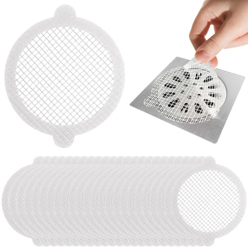 25 Unidades Recoge-pelos desechable para Ducha | Trampa para Pelo Redonda de 9 cm para desagüe | Rejilla cubredesagüe para baño y Cocina