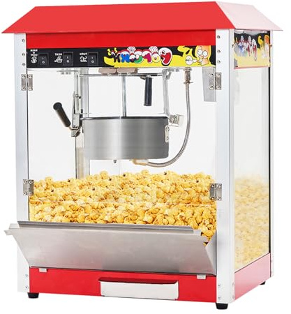 Commercial Popcorn Machine, 10 Oz Kettle, 1300W Countertop Popcorn Maker for 60 Cups per Batch, Movie Theater Popcorn Popper with 3-Switch Control, 2 Scoops 1 Cup (21.3L * 14.4W * 26H)