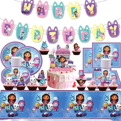 GABI THEM BIRTHDAY - Set di decorazioni per compleanni, feste, set con stoviglie, decorazione per feste, 6 M3