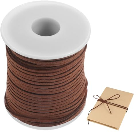 Lederschnur Lederband 3mm x 45M, Braun Lederbänder zum Basteln, Veloursleder Band Faden, Flache Lederschnüre Wildlederband, Kunstlederband für Ketten DIY Armband Halskette Schmuck Handwerk | Veloursleder Band Faden, Flache Lederschnüre Wildlederband, Kunstlederband für Ketten DIY Armband Halskette Schmuck Handwerk
