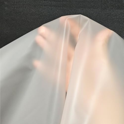 JERLITU Clear TPU Film 0.2mm Frosted Waterproof Vinyl for Sewing DIY Craft | Translucent matte TPU vinyl sheet, clear flexible waterproof fabric for raincoat sewing, tablecloth, curtain and DIY projects