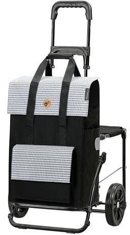 Andersen Einkaufstrolley - klappbar - 54 Liter - mit Klappsitz bis 120 kg - belastbar 50 kg - Stahlgestell - Trolley - Komfort Shopper Milla schwarz