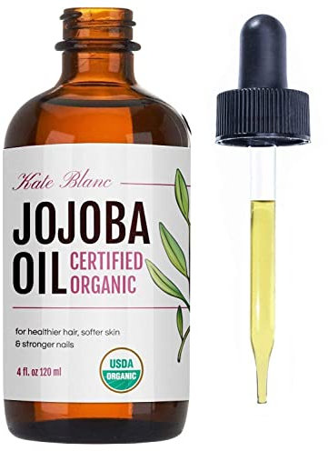 Kate Blanc Cosmetics Jojoba Oil for Softer Hair & Smoother Skin. Gua Sha Oil for Face & Dermaplaning (4oz, Organic, 100% Pure, Natural)