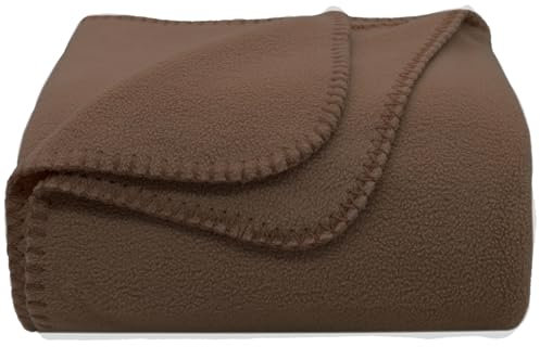 ZOLLNER Kuscheldecke in braun- weiche Couchdecke in 130x170 cm - mit Kettelrand - Polyester - waschbar bis 95°C – Hotelqualität - Oeko Tex® Zertifiziert