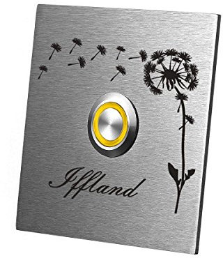 polar-effekt Sonnette de Porte personnalisée en Acier Inoxydable V2a - 7 x 7 cm - Plaque de Sonnette avec Gravure