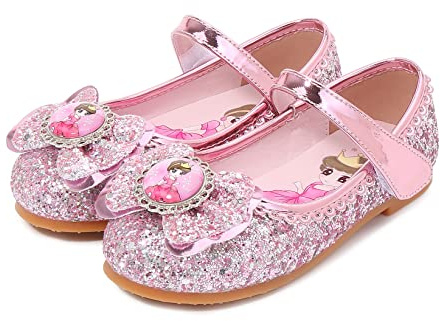 New front Niña Zapatos de Vestir Antideslizante Cerrado Plana Zapatos para Disfraz Navidad Carnaval Zapatos de Princesa Cumpleaños Regalo Mary Jane,Rosa,32
