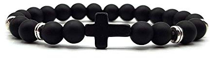 KARDINAL WEIST Kruzifix - Kreuz Onyx Perlen Armband - GLAUBE - LIEBE - HOFFNUNG - Gebetskette, Rosenkranz, Gebetsarmband - №1