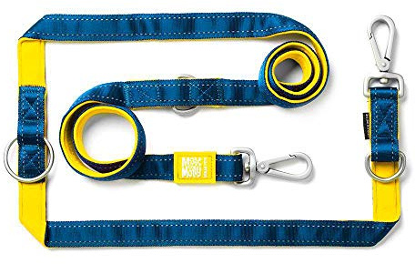 Max & Molly Multifunktions Hundeleine 2m mit 2 Karabinern, Matrix Yellow/L Umhängeleine Gepolstert, Sicher & Flexibel - Komfort für deinen treuen Begleiter