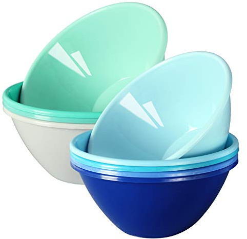 Youngever 9er Set 1000ML Kunststoffschalen, Mehrweg große Müslischalen Salatschalen Suppenschale (Coastal)