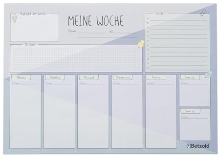 Betzold - Schreibtischunterlage Wochenplan, DIN A2, 60 Blatt - Bürobedarf