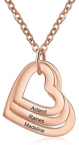 kaululu Halskette Damen Personalisiertes Kette mit Namen Namenskette mit Herz Edelstahl Silber 925 Anhänger für Mama Frauen Muttertagsgeschenk Personalisierter Schmuck