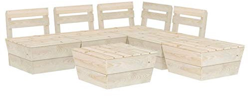Tidyard Palettensofa Sofagarnitur Gartensofa Ecksofa Lounge Gartengarnitur Sitzgarnitur Sitzgruppe Gartenmöbel Gartenset Palettenmöbel mit Tisch/Ottomane 6-TLG.