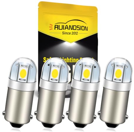 Ruiandsion 6V 6000K White BA9S LED Bulb 4-Pack for Classic Car Interior Map Dome License Plate Lights, BA9 1895