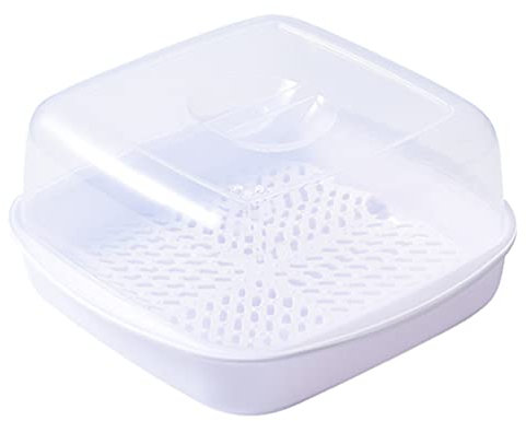 DOITOOL Microwave Cookware Steamer Microwavable Fish and Veggie Steamer Vegetable Oven Container (White)