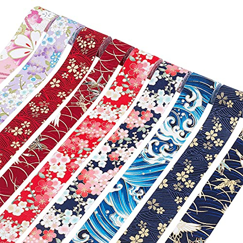 FINGERINSPIRE 17 m langes Baumwollband im japanischen Kimono-Stil, 9 Farben, für Bastelarbeiten, Geschenkverpackungen, Partydekorationen, Schleifen für