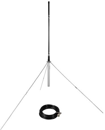 FMUSER GP100 1/4 Wave Outdoor FM Transmitter Antenna (88-108MHz), Professional Ground Plane Antenna for 0.5W-100W Broadcast Transmitters, Waterproof with 26FT Coaxial Cable & TNC/BNC Adapters