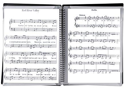 Dokumentenmappe A4 PP Kunststoff Notenmappe 60 Seiten Spiralbindung Ordnungsmappe Büro Schule Aktenordner Multifunktionaler Notenhalter Musikordner Transparente Mappe für Datei Papier Notenblatt