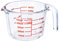 Relaxdays Messbecher Glas, 500 ml, hitzebeständig, mikrowellengeeignet, Skala in Milliliter, Cups, oz, Transparent, Rot, 9 x 13 x 17.5 cm