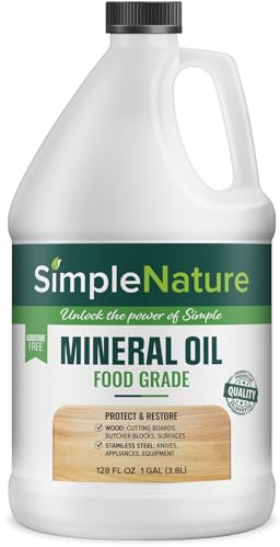 SimpleNature Food Grade Mineral Oil - for Moisturizing, Lubricating, Restoring & Protecting Wood, Cutting Boards, Butcher Block, Countertops, and Stainless Steel (1 Gallon)