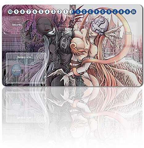 Brettspiel Digimon Spielmatten + Gift Free Bag,TCG Card Game Table Mat Größe 60X35CM Mouse Pad Kompatibel Mit MTG TCG Digimon with Card Zones (33)